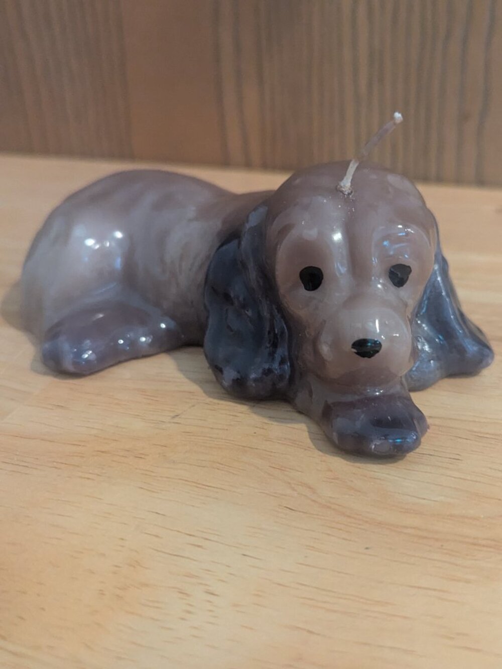 Vintage Cocker Spaniel Dog Wax Decorative Candle Laying Brown/Gray